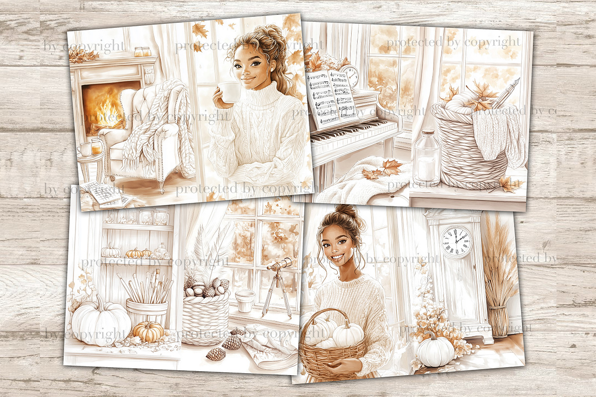 Neutral Autumn Junk Journal Kit, a Person Illustration by GlamArtZhanna (Photo 3 of 10)