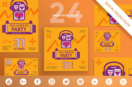 Social Media Pack | Halloween Party, a Social Media Template by Amber Graphics