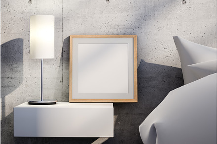 Frame and lamp on table near bed. 3d, an Environmental 3D Model by Daniel Megias