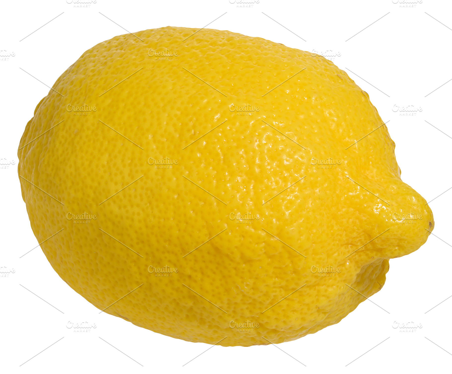 Whole lemon with a yellow, textured peel, isolated background, a Food & Drink Photo by ndanko