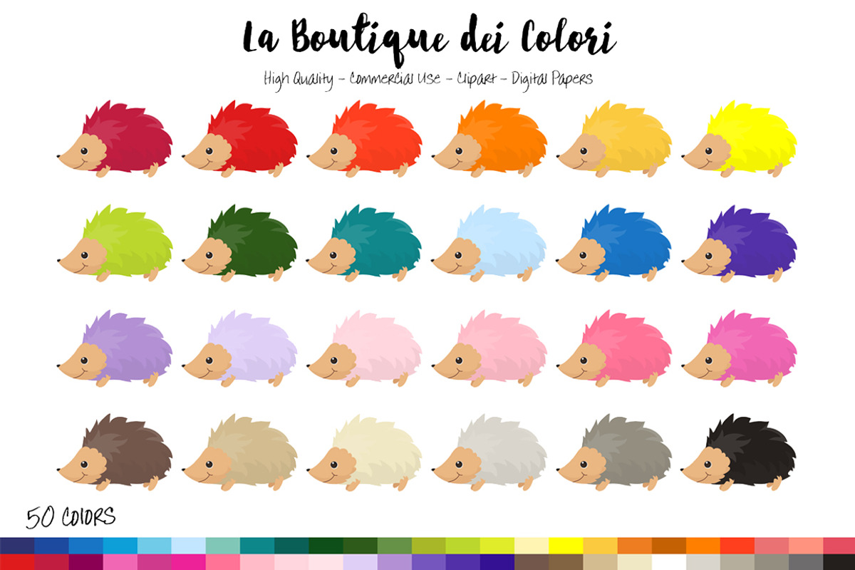 50 Rainbow Hedgehog Clip Art, an Animal Illustration by La Boutique dei ...