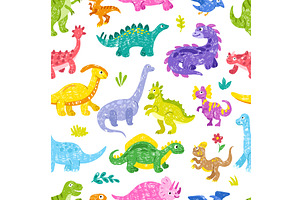 Kids crayon drawing dino. Hand drawn, an Animal Illustration by Valerie Bodnar