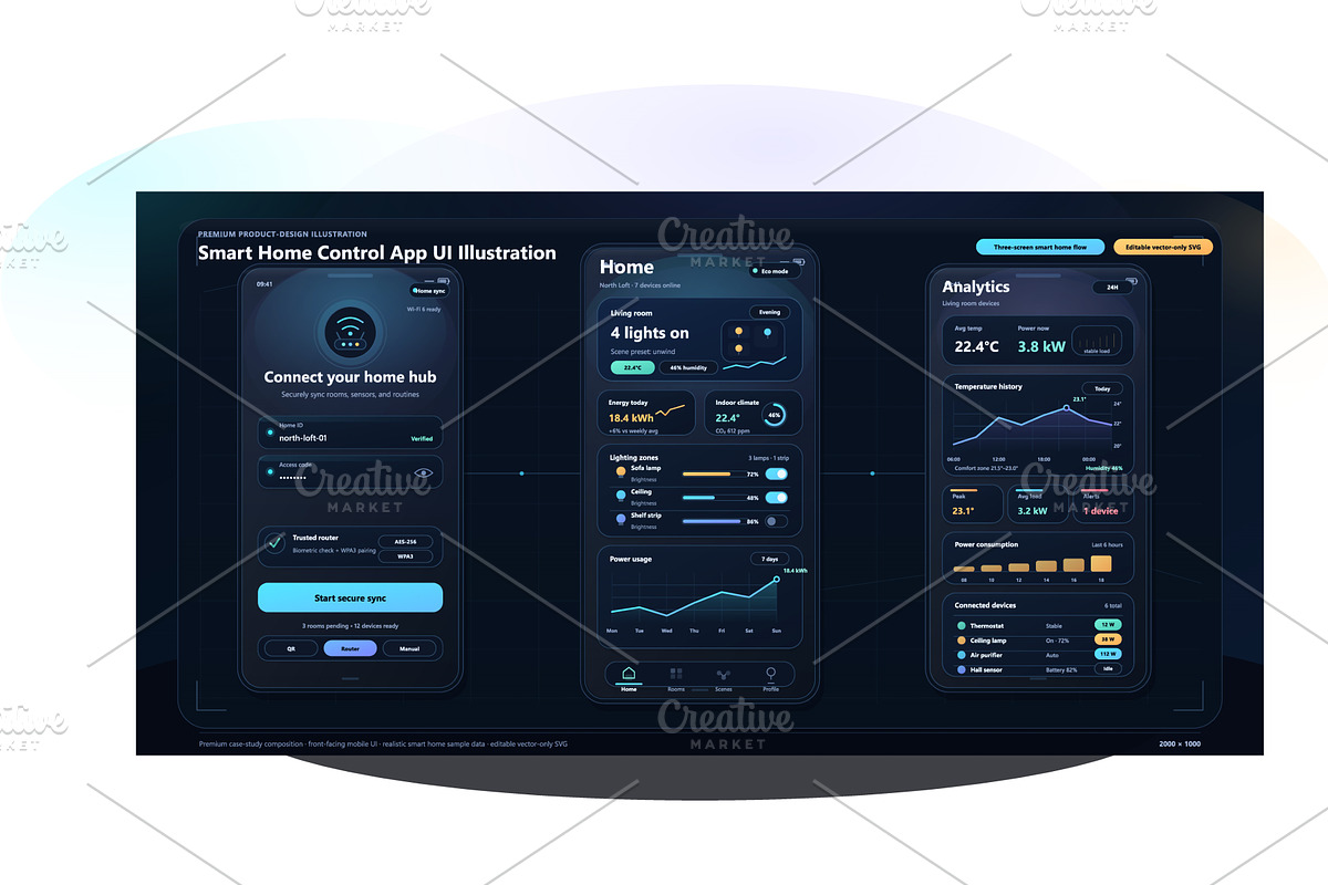 Smart home mobile application user, an Object Illustration by ZinetroN