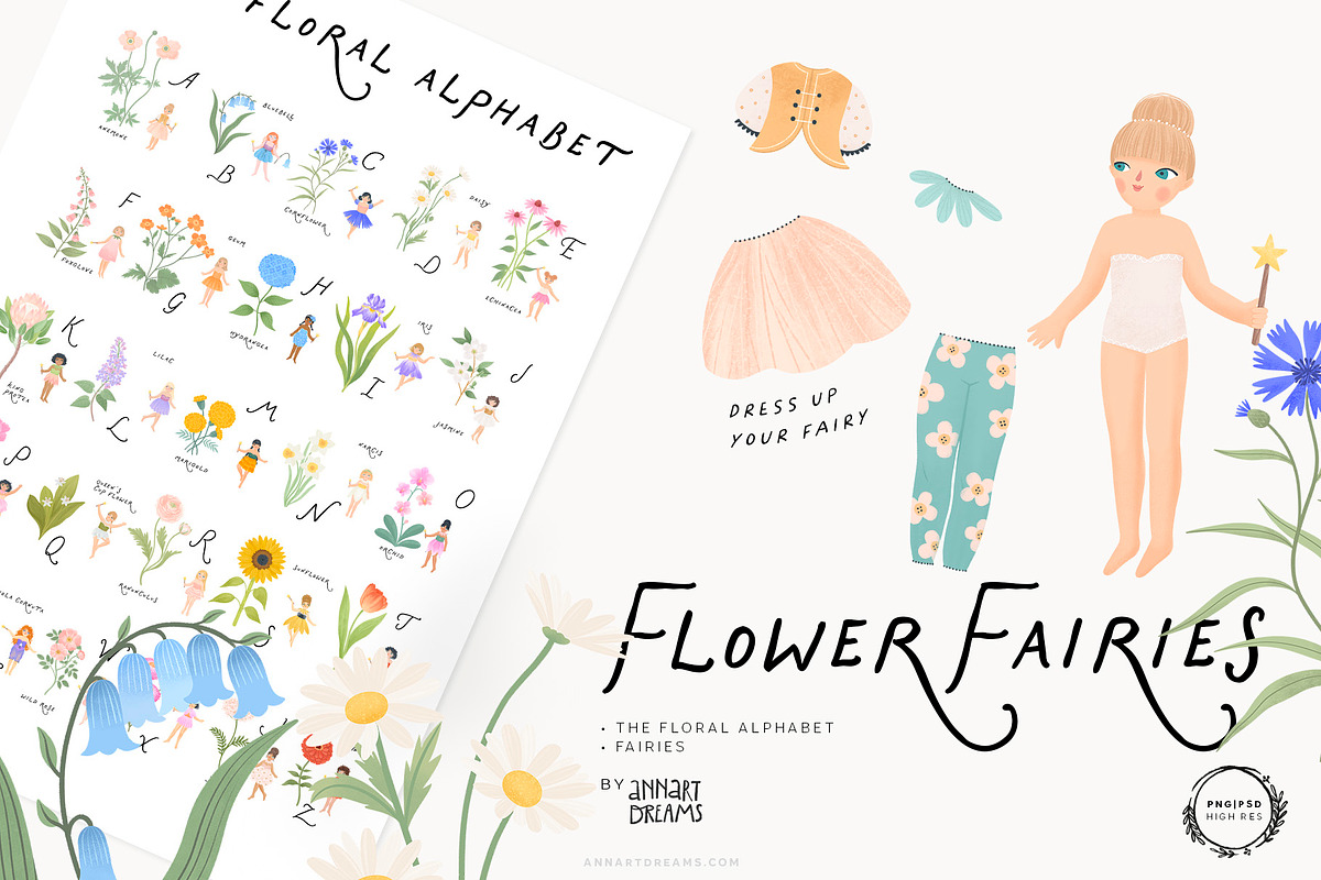FLOWER FAIRIES. The floral alphabet, a Decorative Illustration by annartdreams (Photo 1 of 18)
