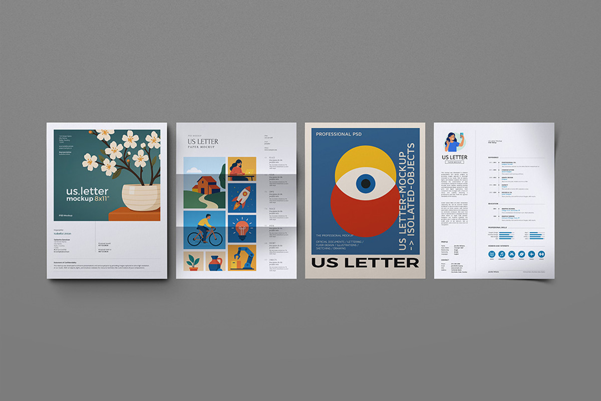 US Letter Mockup Set, a Product Mockup by Avelina Studio (Photo 1 of 3)