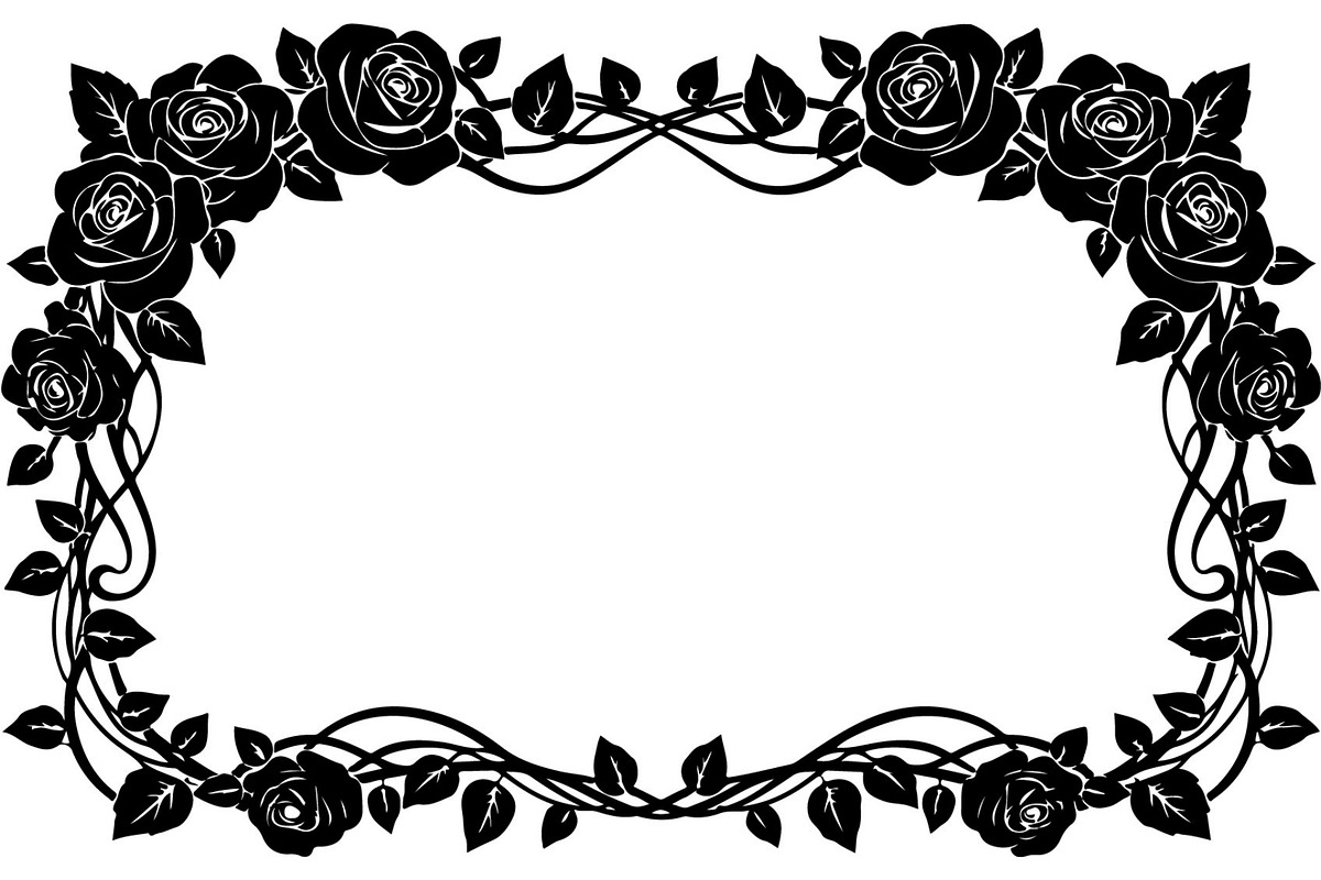 Floral HeartWreath Black Silhouet, a Person Illustration by Designer_Momina (Photo 7 of 20)