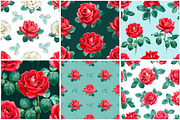 Red roses illustrations and patterns, a Texture Illustration by Sundra (Thumbnail 6 of 11)
