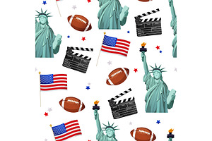 American seamless pattern, a Pattern Graphic by Elen_Art