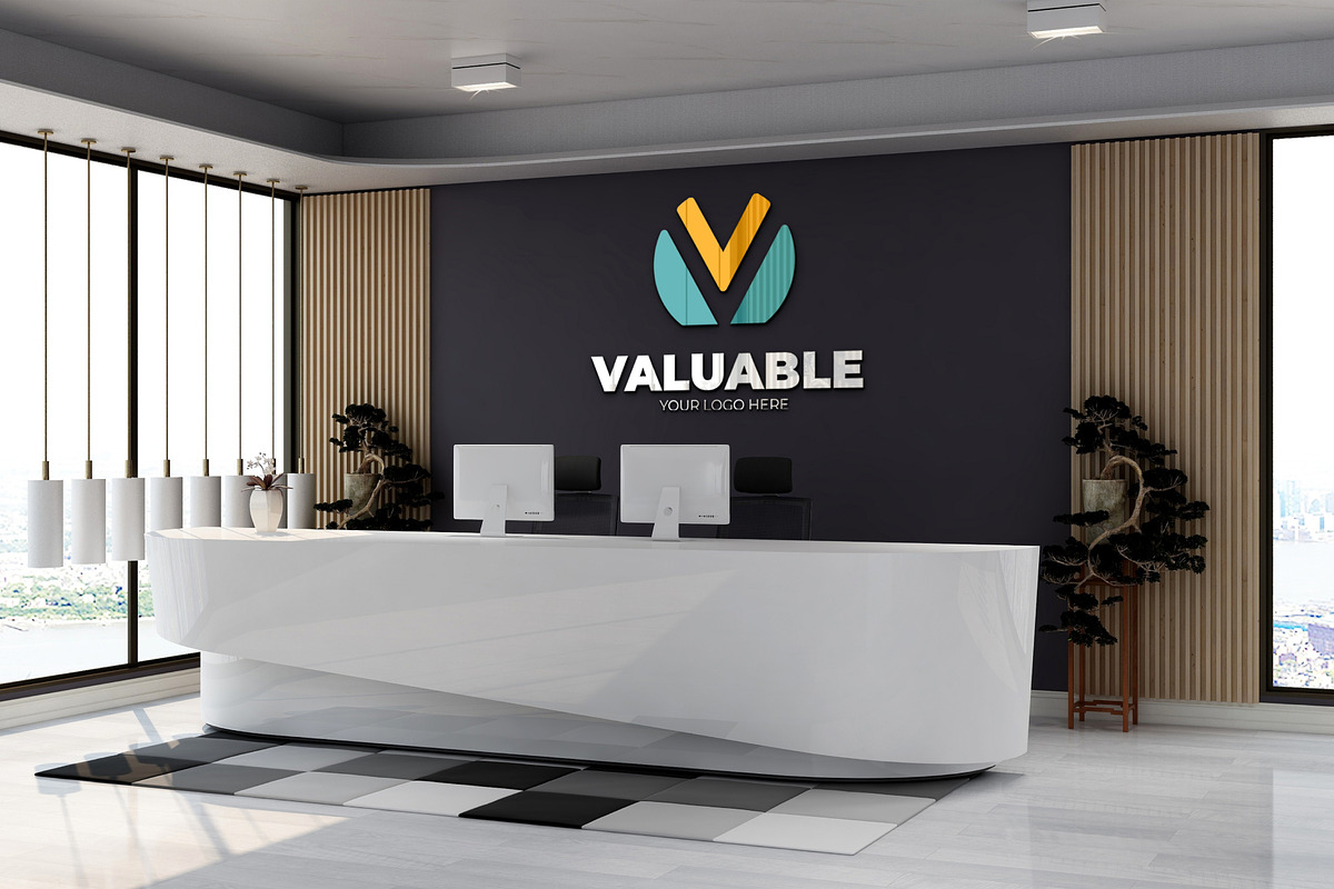 PSD Office Scene 3D Wall Mockup, a Product Mockup by Ayy (Photo 12 of 15)