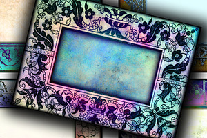 8 ACEO - Ancient Handwritten Frames, a Print Template by Kseniya-Omega