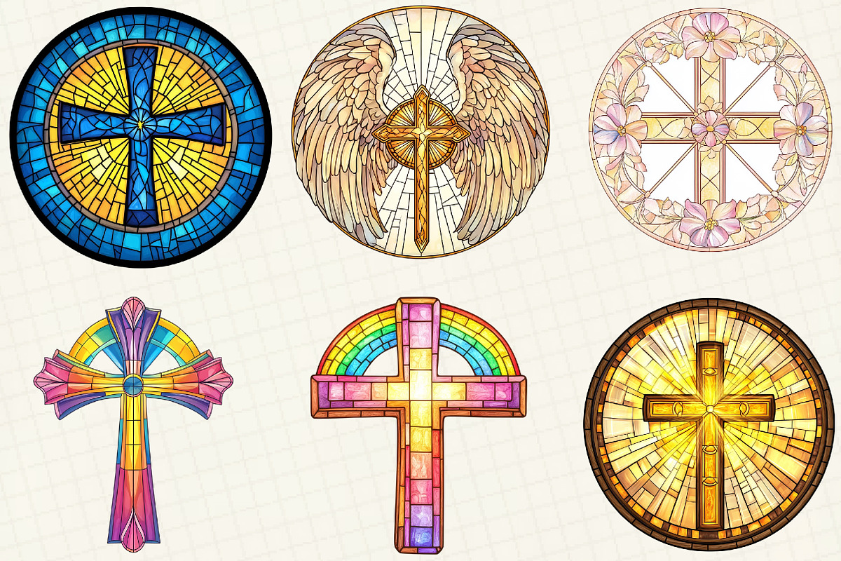Christian Cross Stained Glass Clipar, an Illustration by OK Design (Photo 2 of 5)
