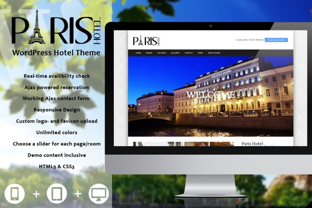 Paris - Hotel WordPress Theme, a WordPress Template by 7Theme (Photo 1 of 2)
