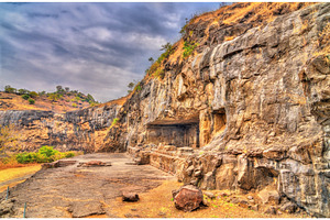 Kumbharvada cave 25 at the ellora complex unesco world heritage site in, an Architecture Photo by Leonid Andronov