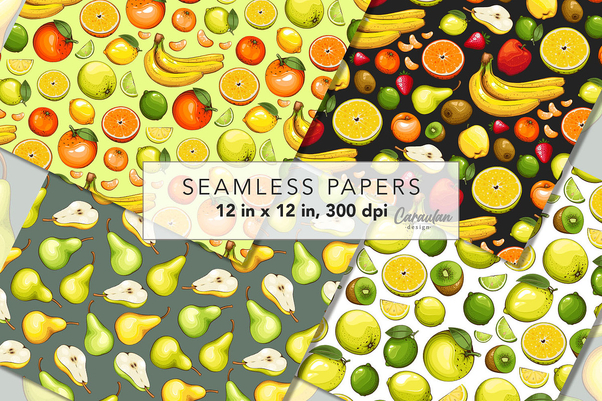 Fruits Seamless Patterns, a Pattern Graphic by Serghei Caraulan (Photo 3 of 9)