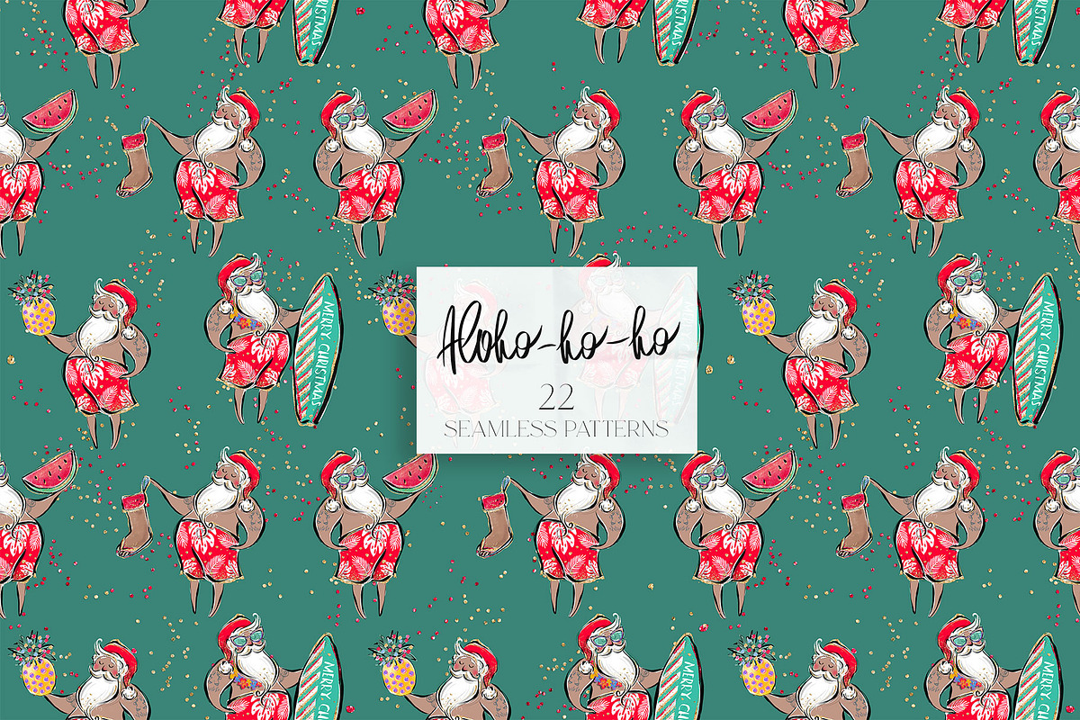 Tropical Santa Christmas Patterns, a Pattern Graphic by KaramfilaS (Photo 14 of 28)