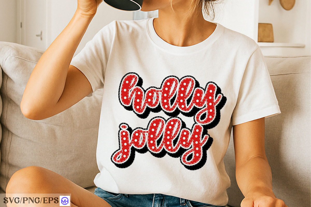 Retro Holly Jolly SVG, a Seasonal Illustration by mh_arif (Photo 2 of 3)