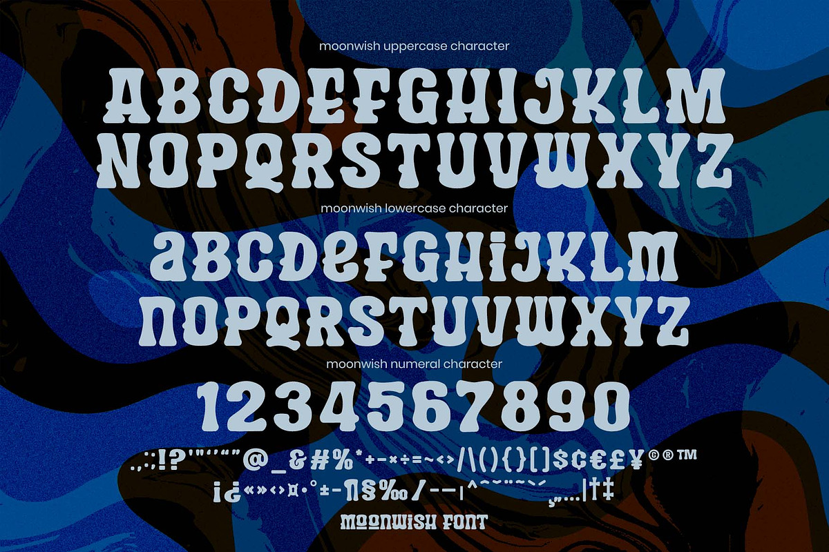 Moonwish a Bold Groovy Font, a Sans Serif Font by Rasiorise Studio (Photo 4 of 12)