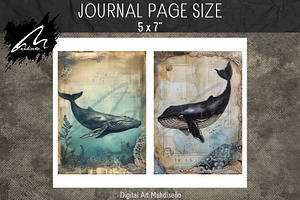 Shabby Grunge Whale Papers