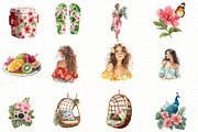 Watercolor Summer Tropical Clipart, an Illustration by Designworld (Thumbnail 4 of 5)