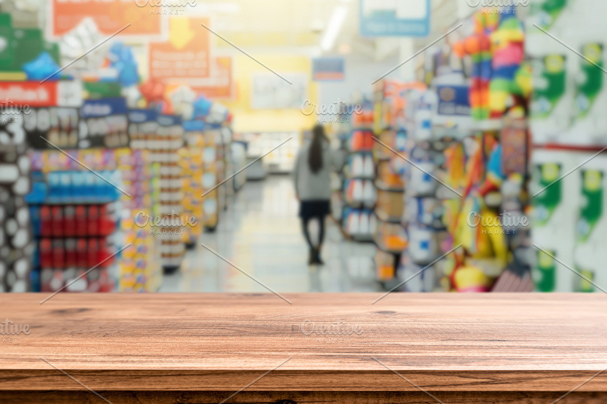 Wooden Table with Blurred Grocery St, a Food & Drink Photo by idea_design (Photo 9 of 9)
