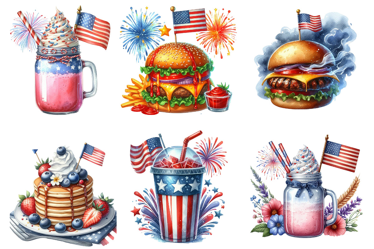 4th of July Fast Food Sublimation, an Illustration by DreamArtGraphic (Photo 2 of 4)