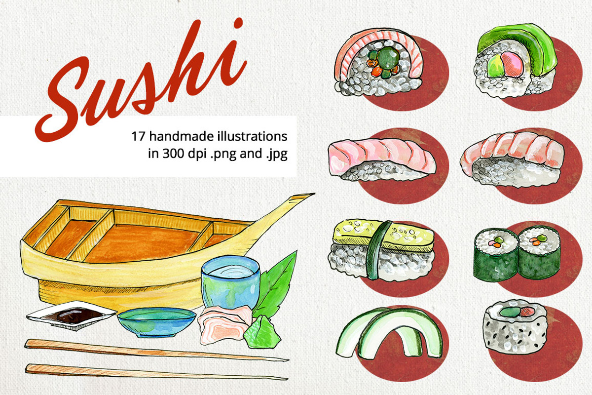 Sushi, a Food Illustration by MyNatureGraphics
