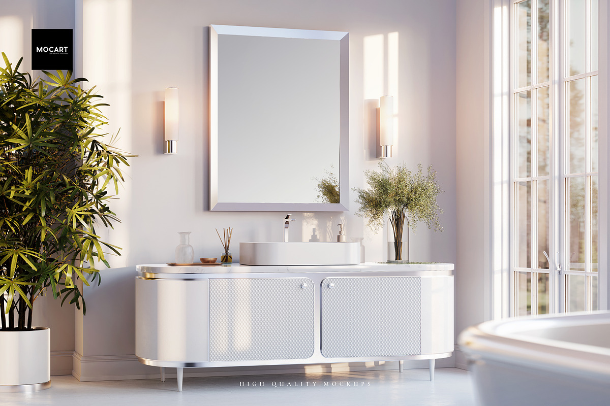 Bathroom Wallpaper Interior Mockup 3, a Household Mockup by Mocart (Photo 3 of 9)