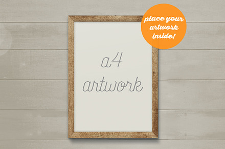 Frame Mockup on Wooden Planks Wall