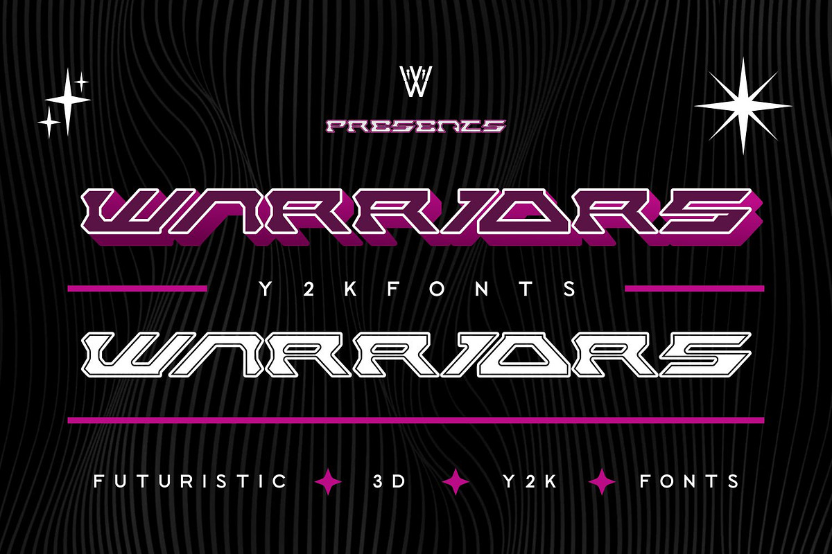 Warriors Font | Bold Y2k Font, a Sans Serif Font by WhymoreArt (Photo 1 of 10)