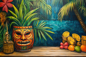 Tropical cocktails spark island vibe, a Photo by Pavel_design