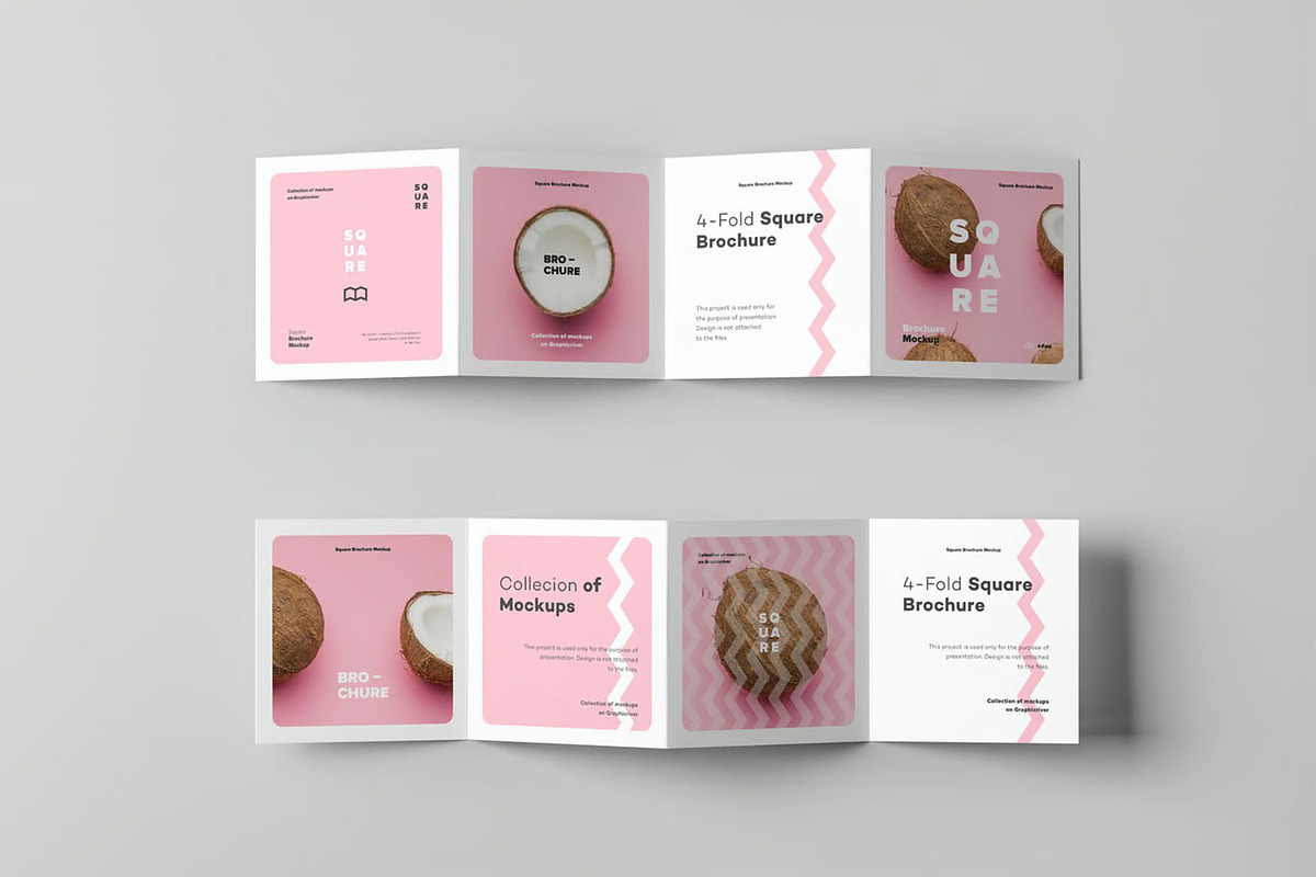 Four Fold Square Brochure Mock-up, an Advertising Mockup by zippypixelstudio (Photo 9 of 13)