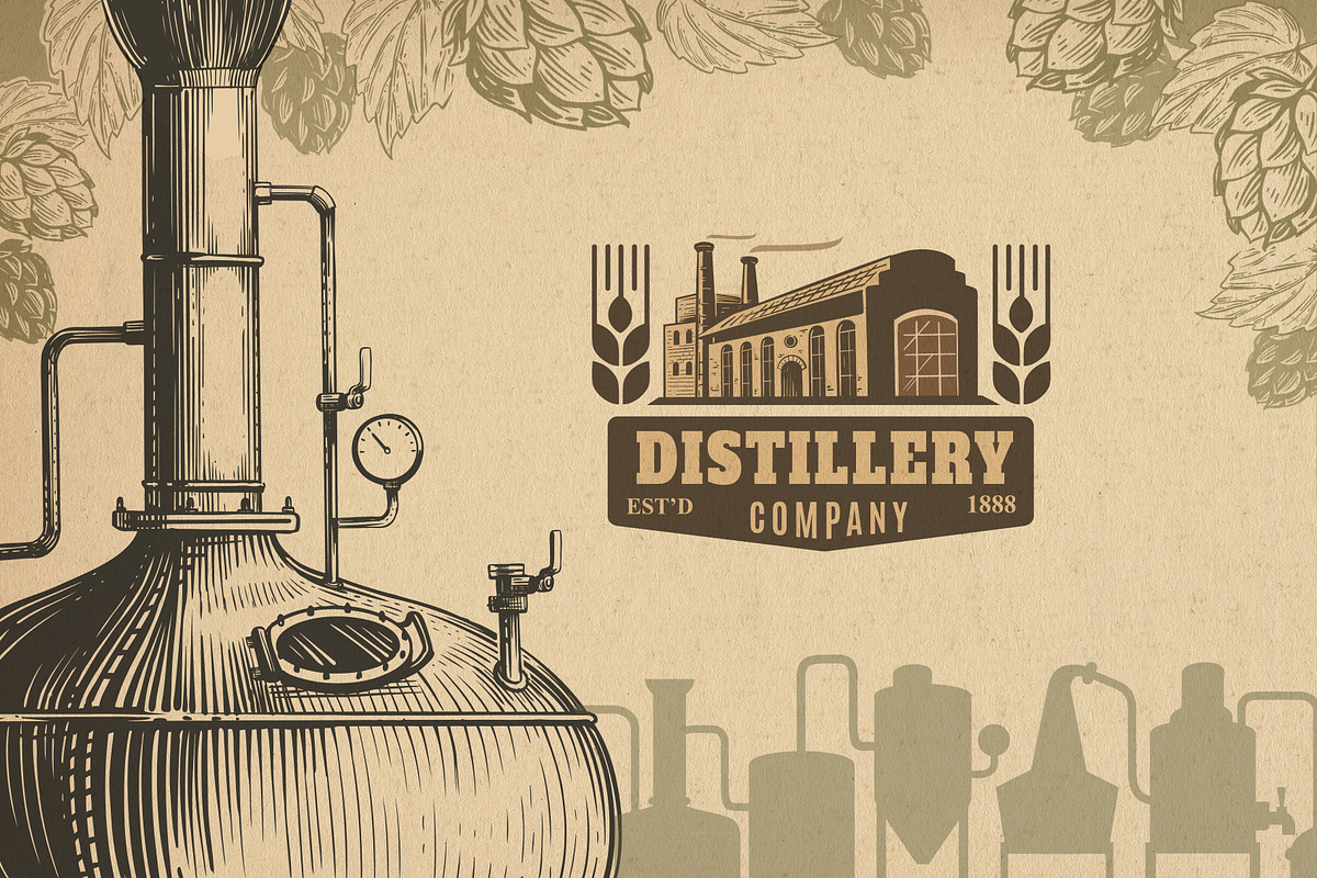Vintage brewery. Alcohol production., a Food Illustration by bioraven (Photo 5 of 15)