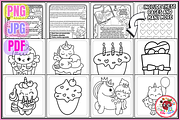 Girl Birthday Coloring Pages, a Seasonal Illustration by EduEnrich (Thumbnail 2 of 3)