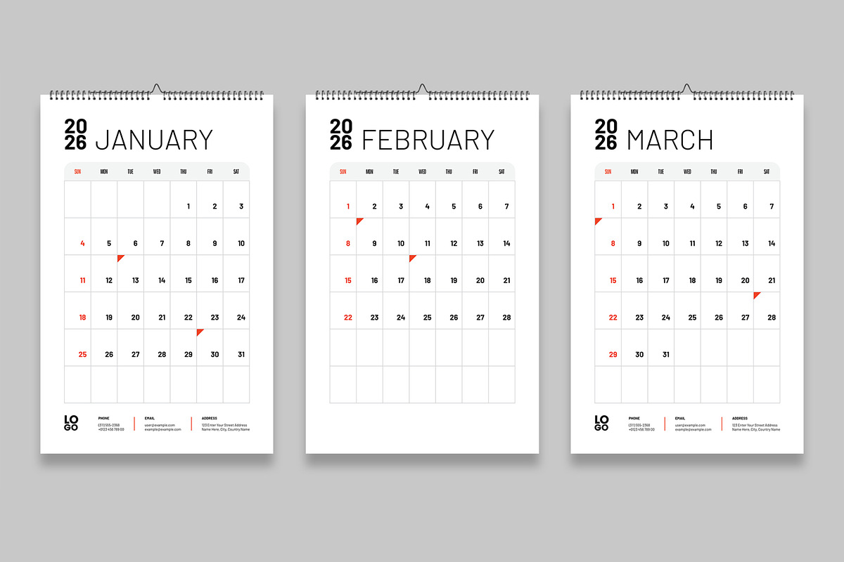 Minimal Wall Calendar 2026 preview 2