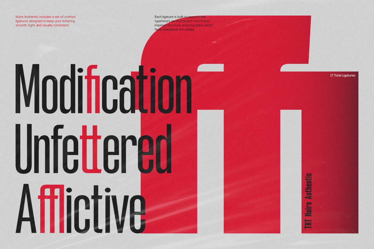 TRT NOIRE Authentic Condensed, a Sans Serif Font by truetype (Photo 4 of 15)