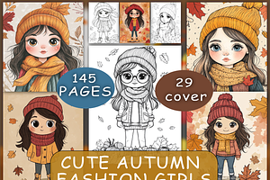 Cute Autumn Fashion Girls books, a Person Illustration by BrandlyTemplate