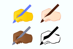 Hand holding pen writing icons set, an Emoji Icon by Yayasya