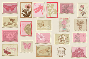 62 Vintage Postage Stamps