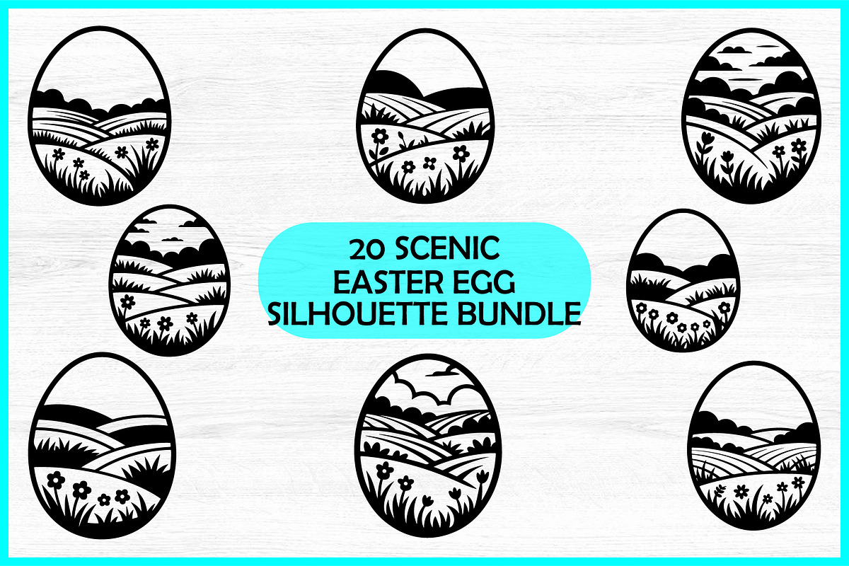 20 Scenic Easter Egg SVG Bundle, a Decorative Illustration by Artivon (Photo 1 of 4)