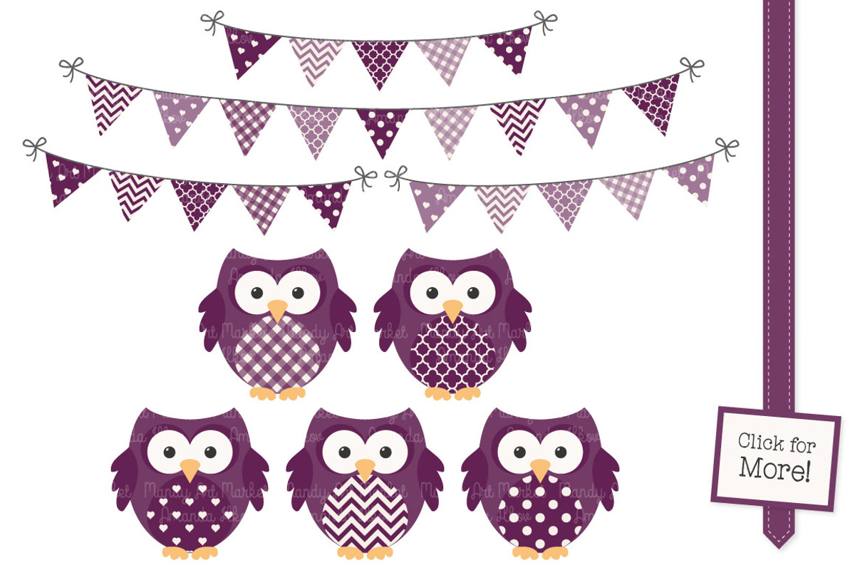 Deep Plum Vector Owls & Papers, an Animal Illustration by Amanda Ilkov (Photo 2 of 3)