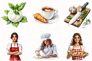 Watercolor Pizzeria Clipart, an Illustration by OK Design (Thumbnail 2 of 5)