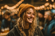 Smiling woman in cozy attire at festive social gathering with ambient lighting, a Person Photo by AS photostudio (Thumbnail 1 of 2)