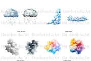 Watercolor Clouds Clipart, Cloud PNG, a Decorative Illustration by BrushstrokeArtGB (Thumbnail 4 of 9)