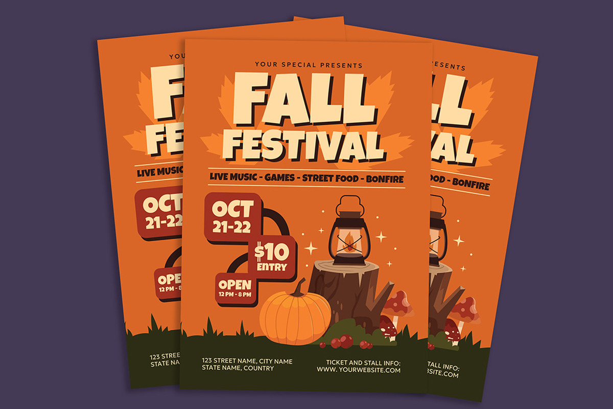 Fall Festival Flyer, a Flyer Template by Gumico Studio. (Photo 1 of 3)