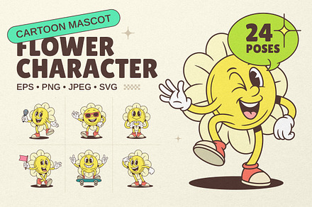 Flower Cartoon Mascot Character