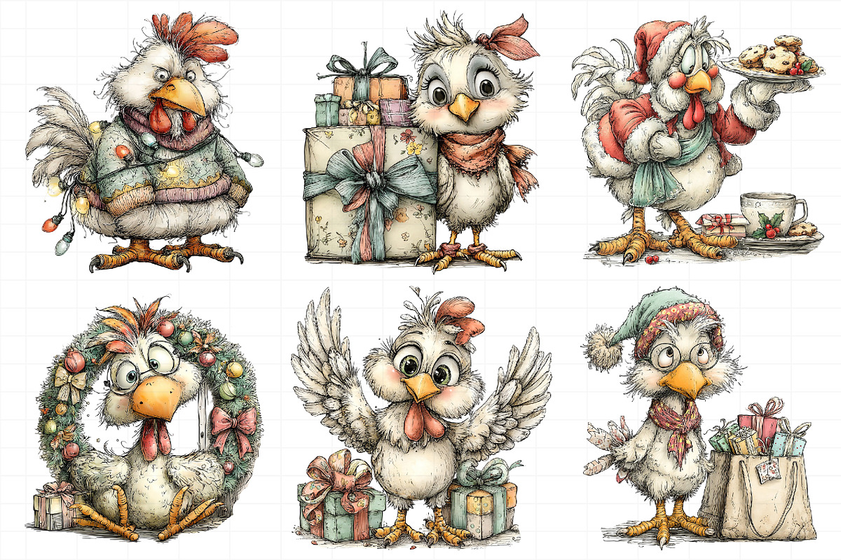 Funny Christmas Chicken Clipart, an Illustration by Daily.Designs (Photo 3 of 5)