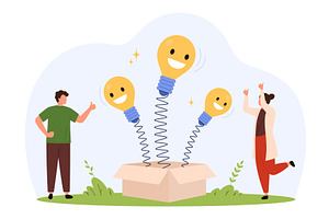 Creative Ideas Jumping Out of Box, an Illustration by Flashvector