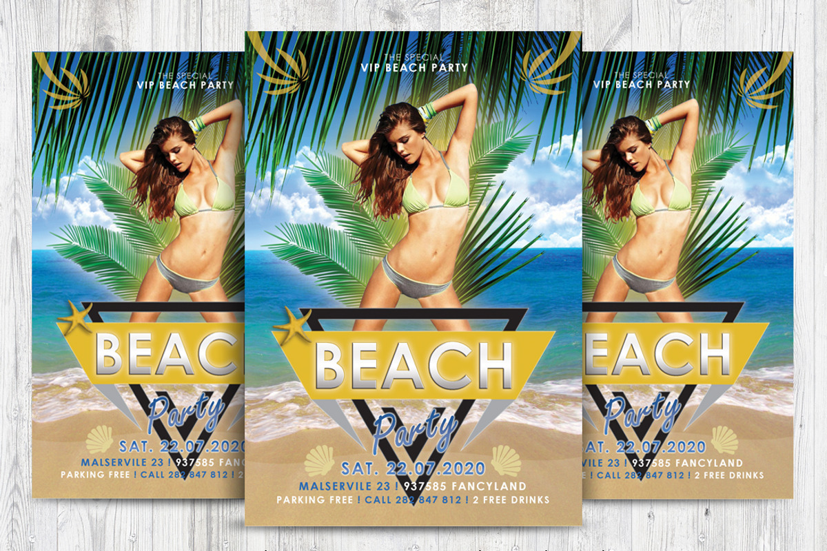 PSD party flyer Beach, a Flyer Template by RudanStudio