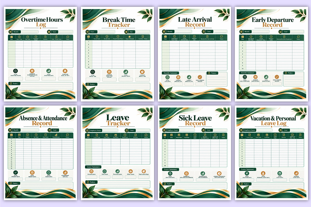Attendance and Hours Log | Employee, a Stationery Template by Mustafiz (Photo 3 of 4)