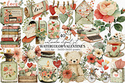 Watercolor Valentine's Clipart, an Illustration by Canvas Craft (Thumbnail 1 of 6)